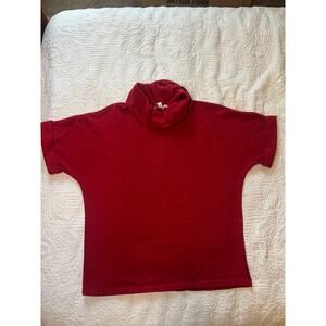 Gorgeous scarlet red SS cowl neck sweater size L oversized fit layering comfort
